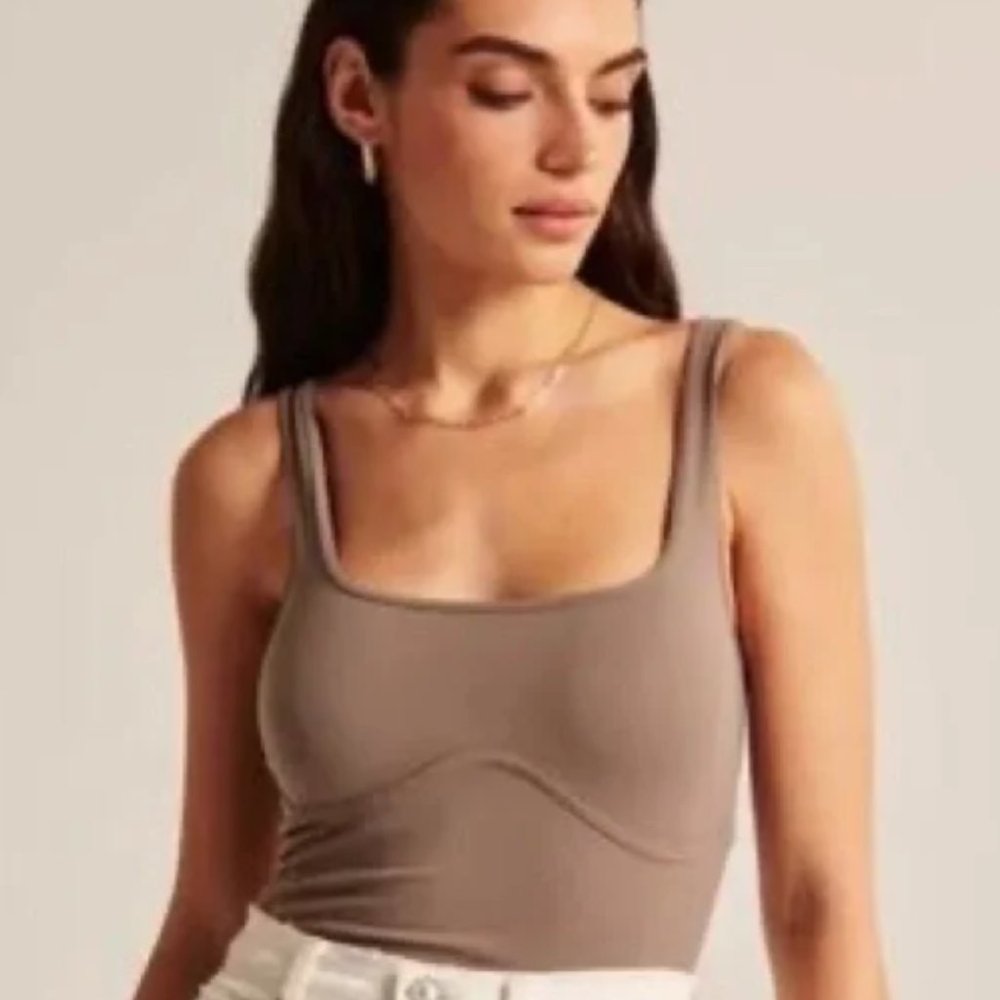 NWOT Abercrombie + Fitch Seamless Square-Neck Corset Tank - Brown